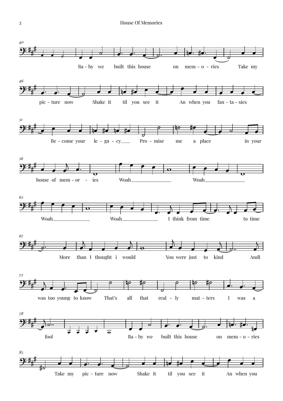 House Of Memories Cello Solo scores gallery preview page 2