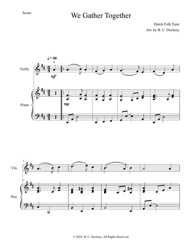 We Gather Together (Violin Solo with Piano Accompaniment)