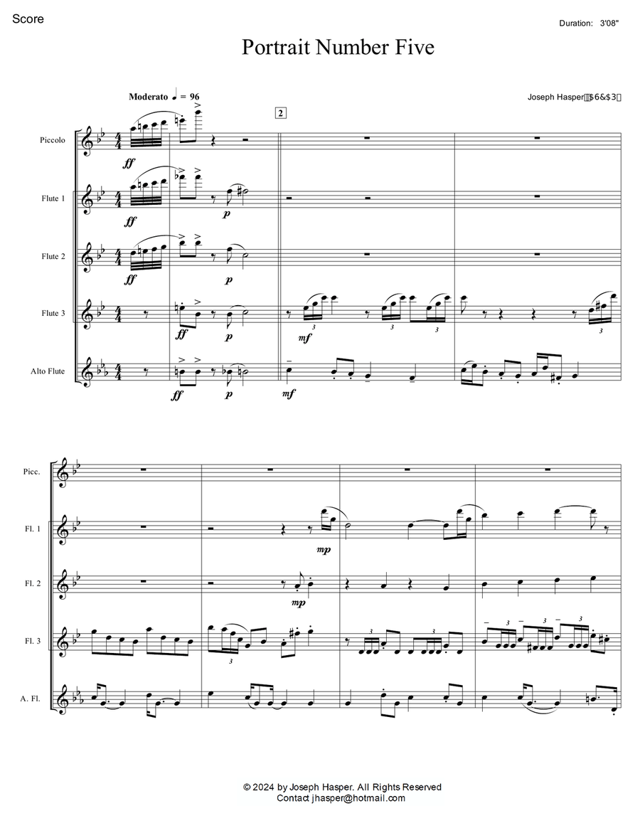 Portrait Number Five (Flute Quintet) Woodwind Quintet scores gallery preview page 2