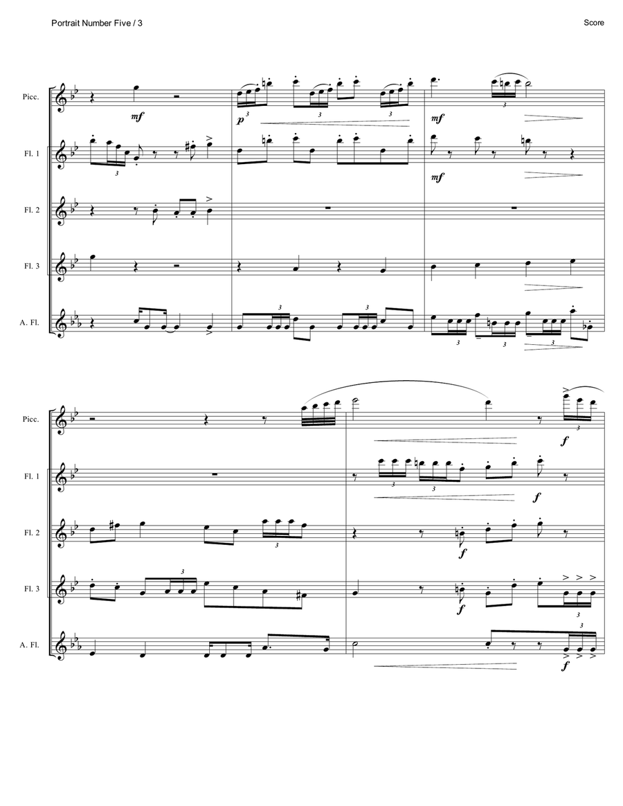 Portrait Number Five (Flute Quintet) Woodwind Quintet scores gallery preview page 4