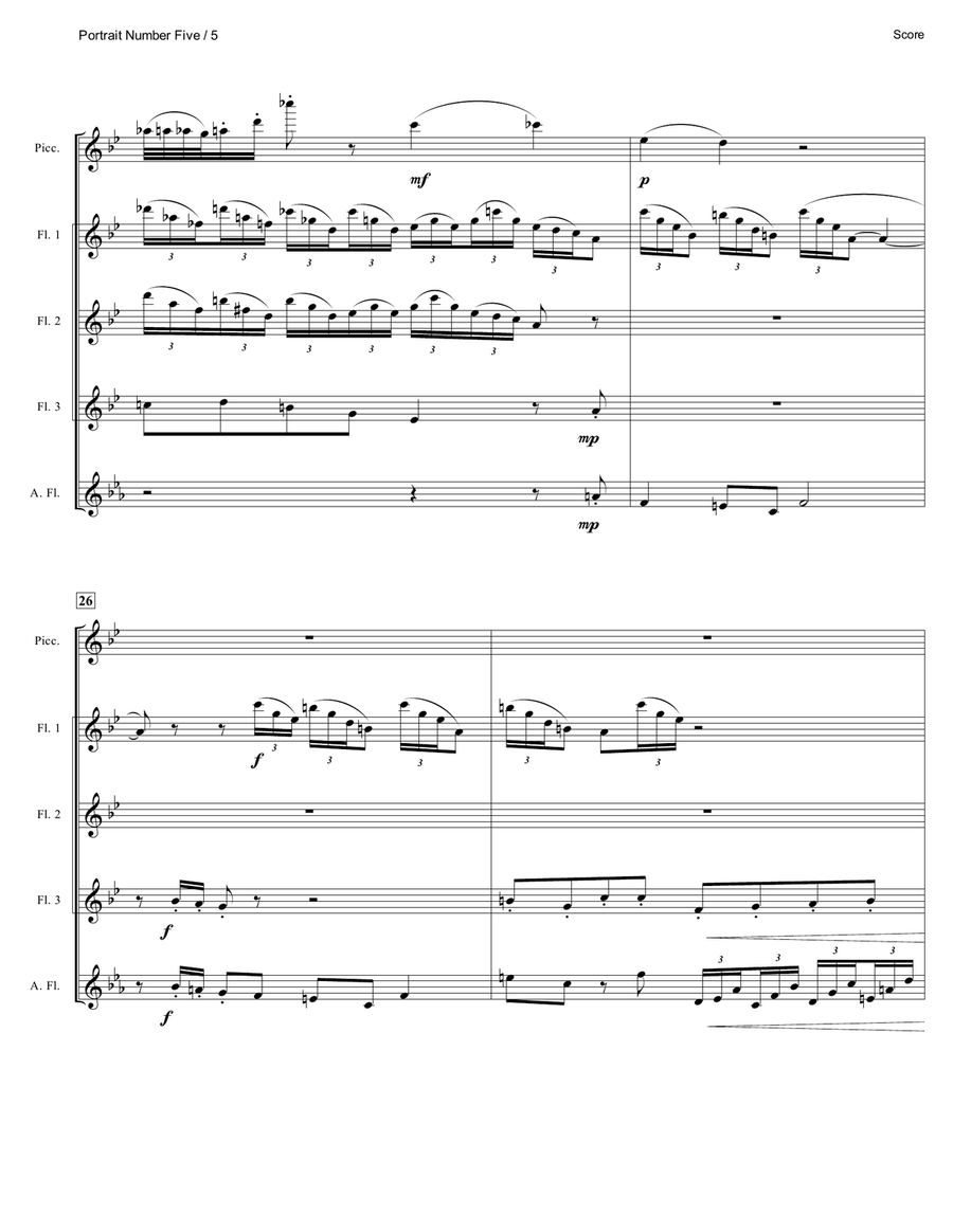Portrait Number Five (Flute Quintet) Woodwind Quintet scores gallery preview page 6