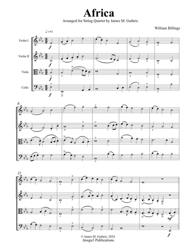 Billings: Africa for String Quartet