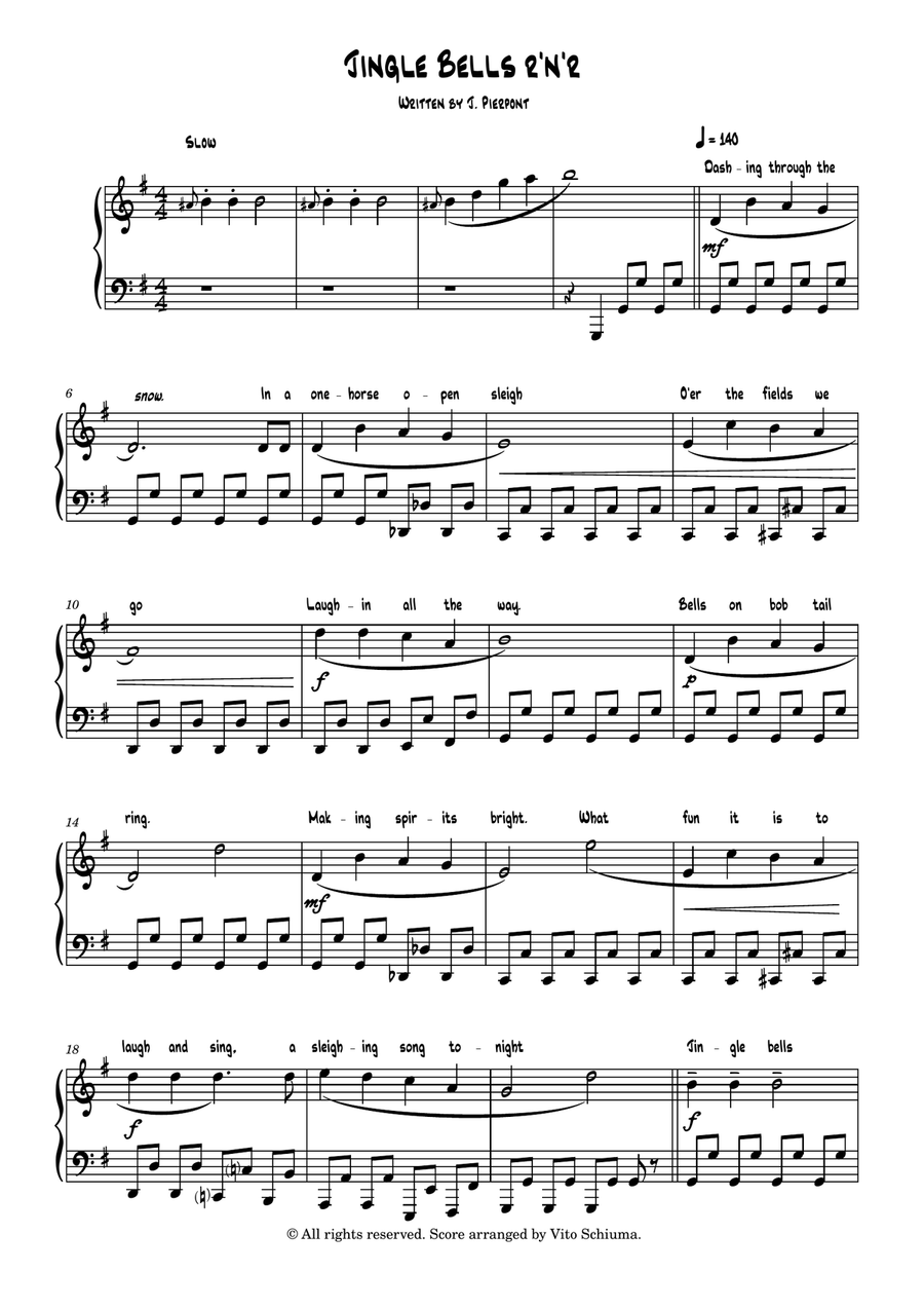 Jingle Bells Rock and roll for piano (easy/intermediate) Easy Piano scores gallery preview page 3