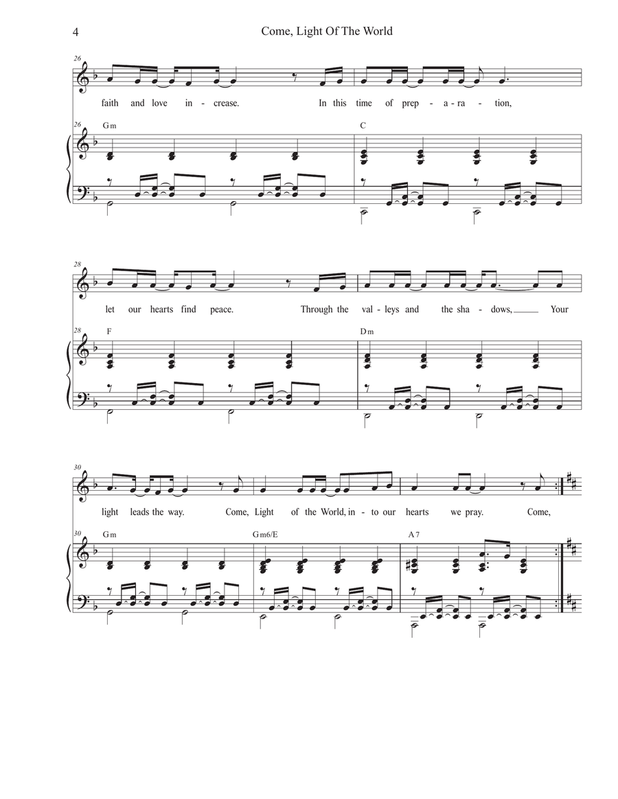 Come, Light Of The World (Vocal solo - High Key) Piano, Vocal scores gallery preview page 4