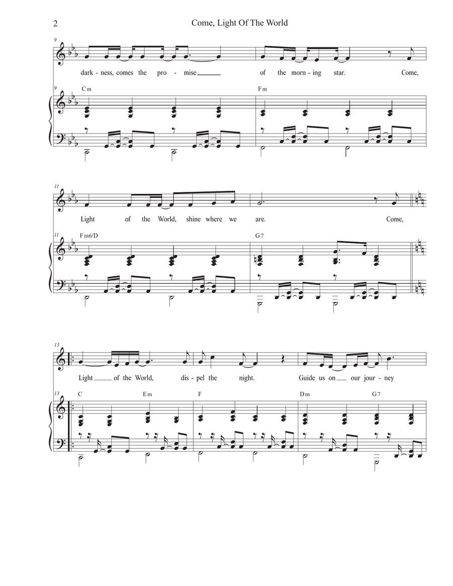 Come, Light Of The World (Unison choir - Medium Key) Unison Choir scores gallery preview page 2