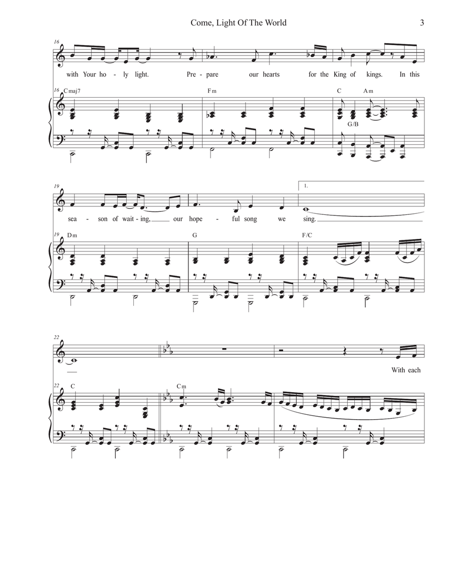 Come, Light Of The World (Unison choir - Medium Key) Unison Choir scores gallery preview page 3