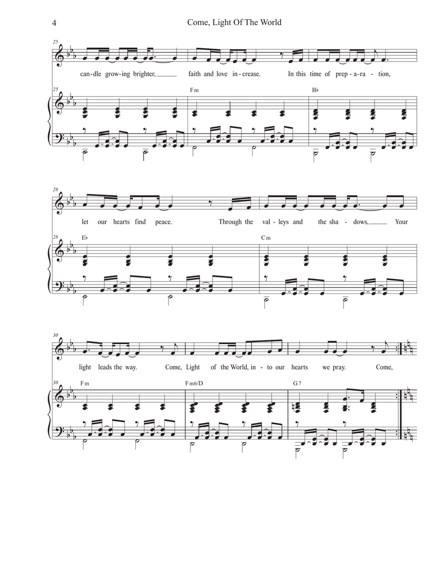 Come, Light Of The World (Unison choir - Medium Key) Unison Choir scores gallery preview page 4