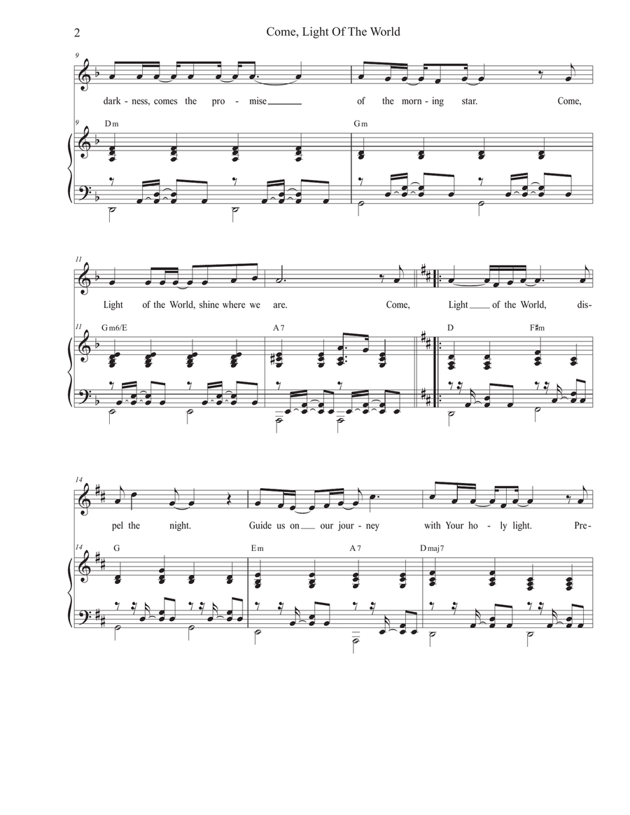 Come, Light Of The World (Unison choir - High Key) Unison Choir scores gallery preview page 2
