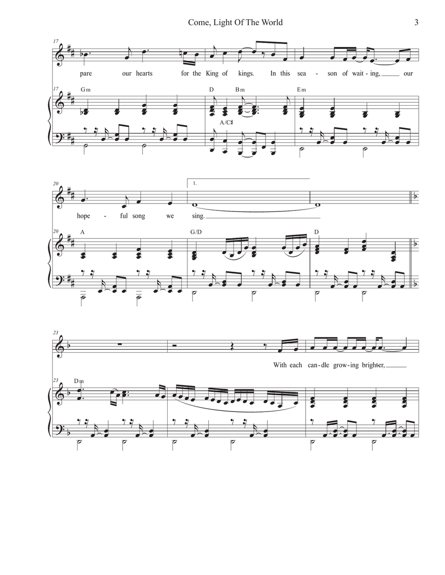 Come, Light Of The World (Unison choir - High Key) Unison Choir scores gallery preview page 3