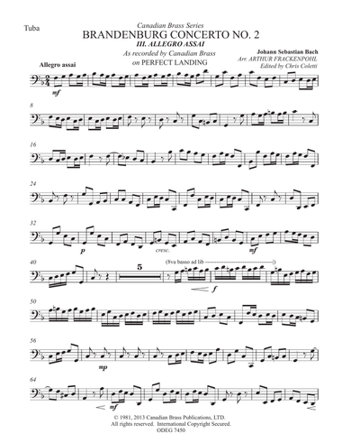 Brandenburg Concert No. 2 (Allegro Assai) - Tuba