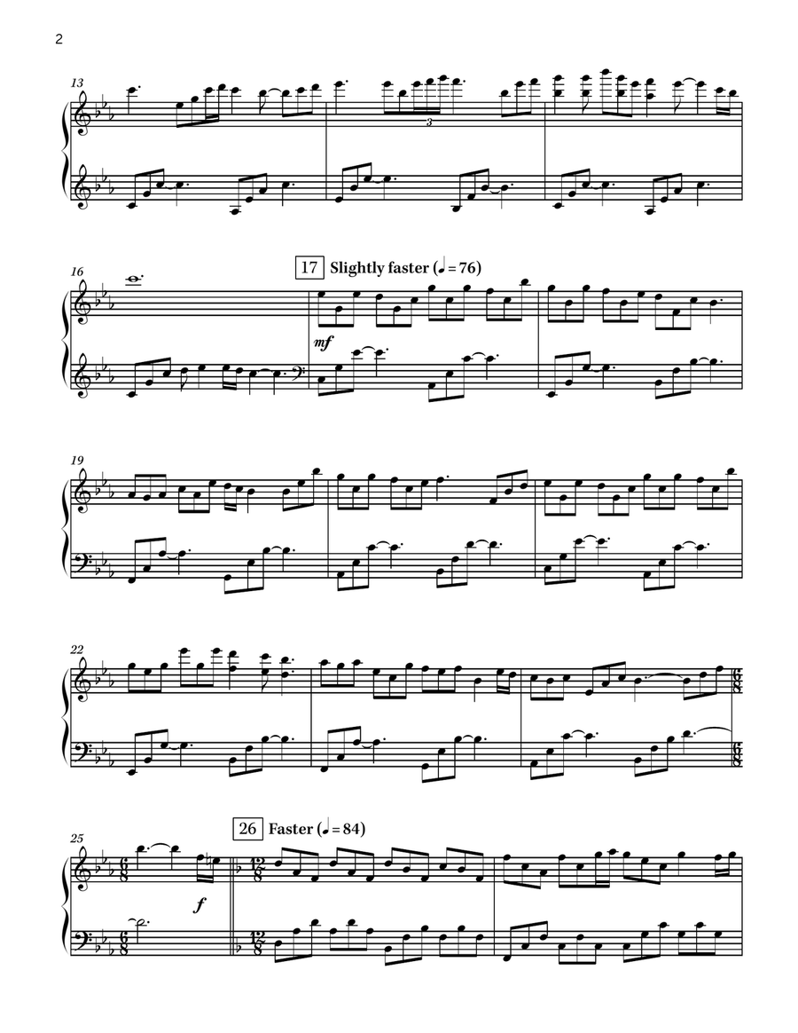 I Heard the Voice of Jesus Say / O Sing a Song of Bethlehem (KINGSFOLD) - new age piano) Piano Solo scores gallery preview page 2