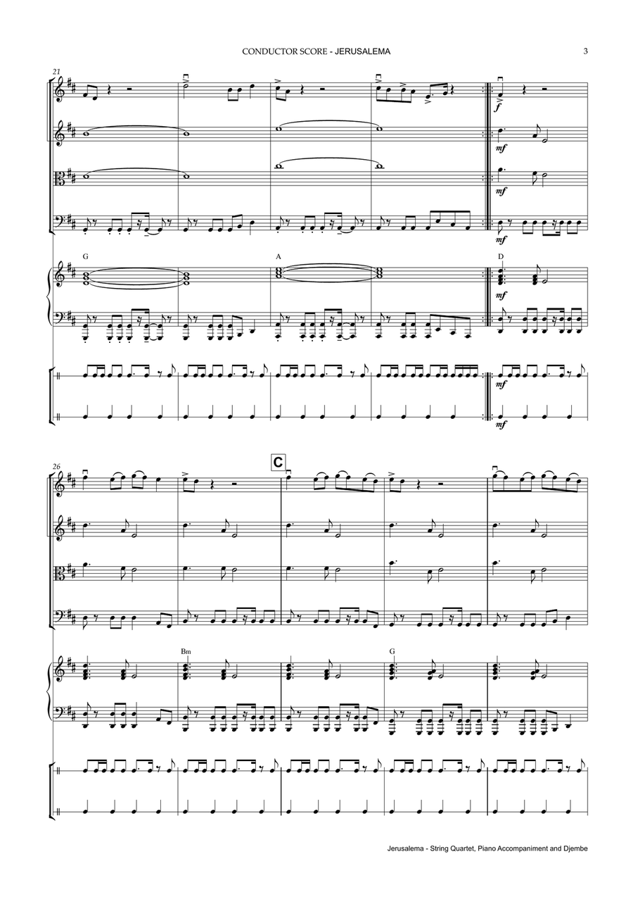 Jerusalema Jerusalema String Quartet scores gallery preview page 3