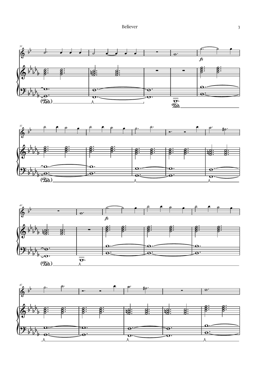 Believer Baritone Saxophone scores gallery preview page 3