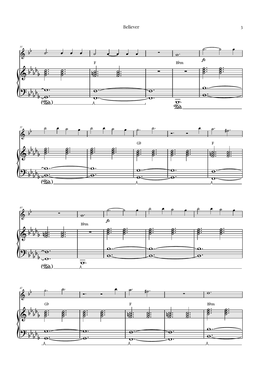 Believer Baritone Saxophone scores gallery preview page 3
