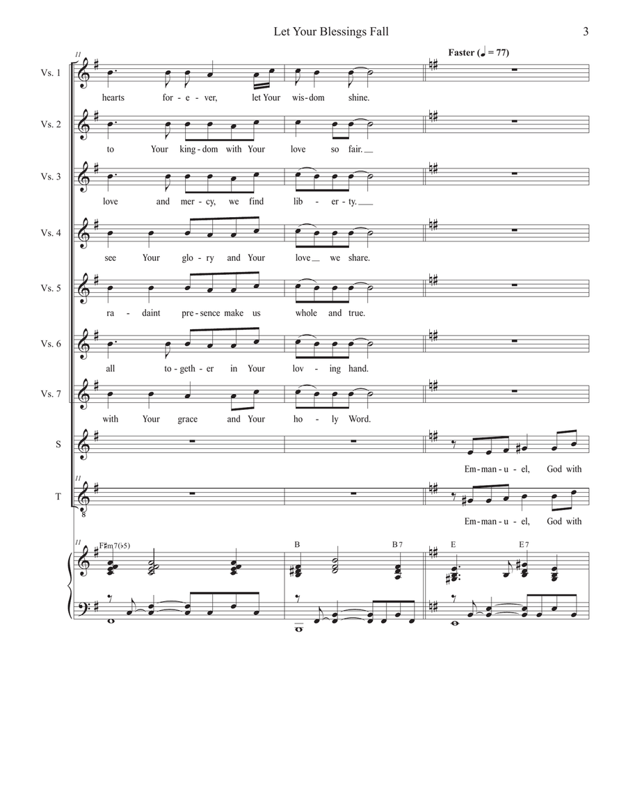 Let Your Blessings Fall (Duet for Soprano and Tenor solo) Tenor Voice scores gallery preview page 3