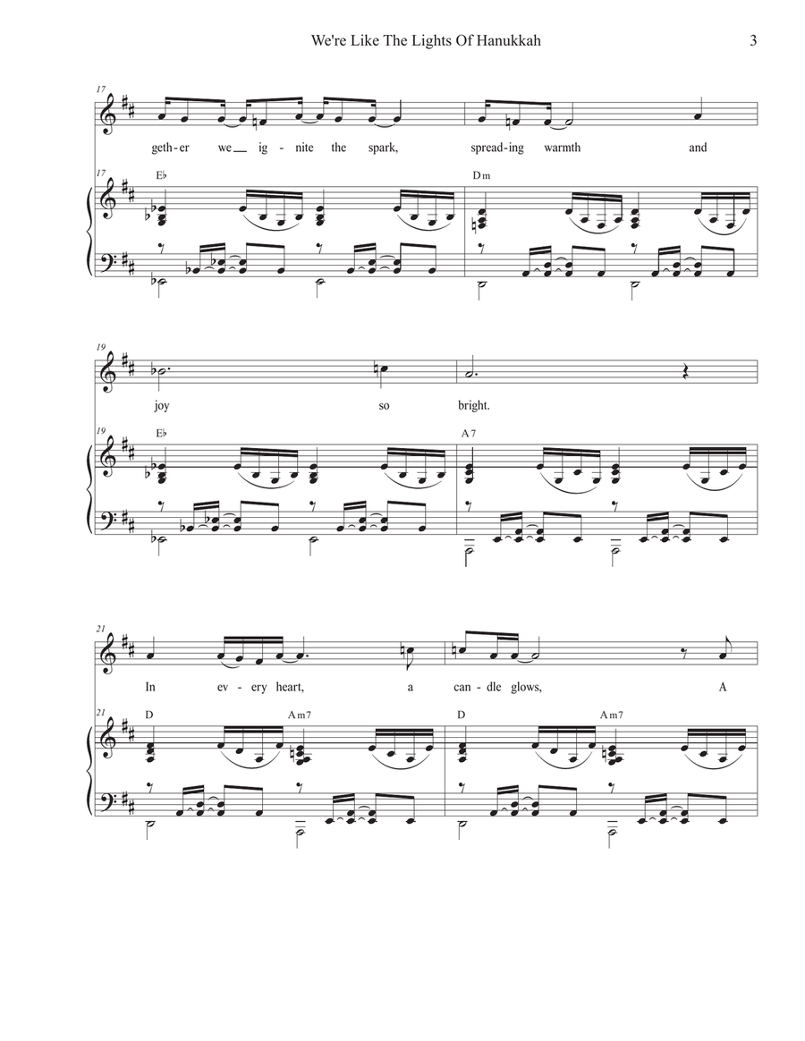 We're Like The Lights Of Hanukkah (Unison choir) Unison Choir scores gallery preview page 3