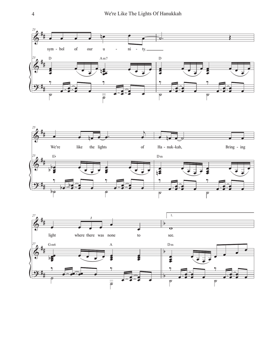 We're Like The Lights Of Hanukkah (Unison choir) Unison Choir scores gallery preview page 4