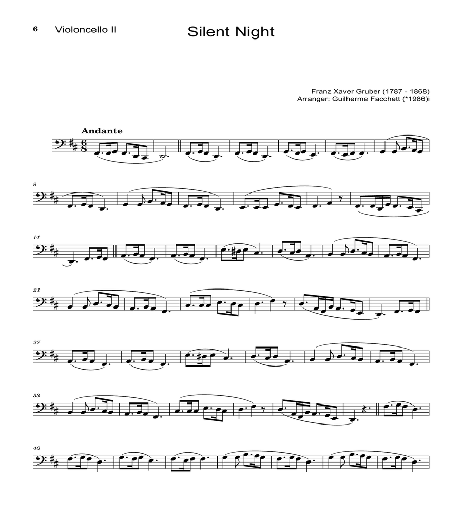 Silent Night - Arranged for Violoncello Duet. String Duet scores gallery preview page 6