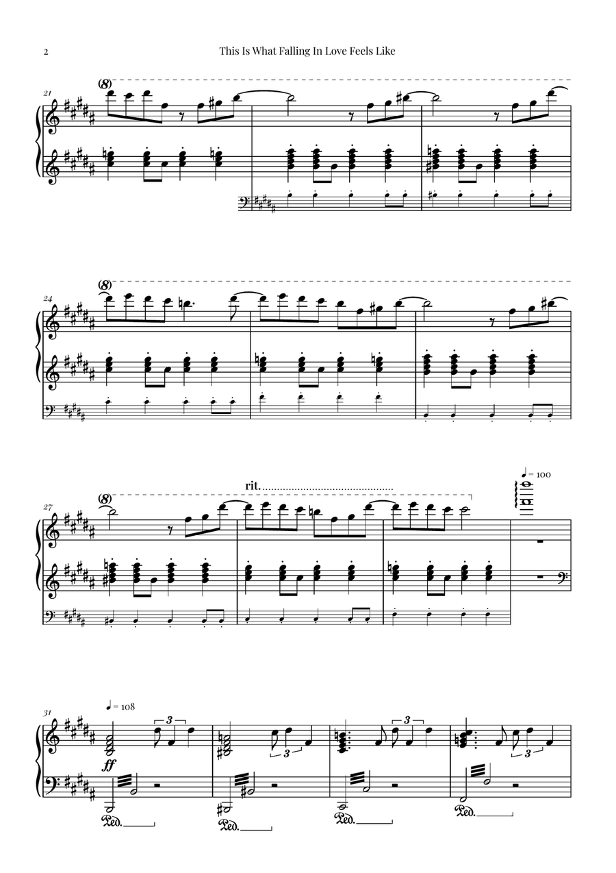 This Is What Falling In Love Feels Like Piano Solo scores gallery preview page 2