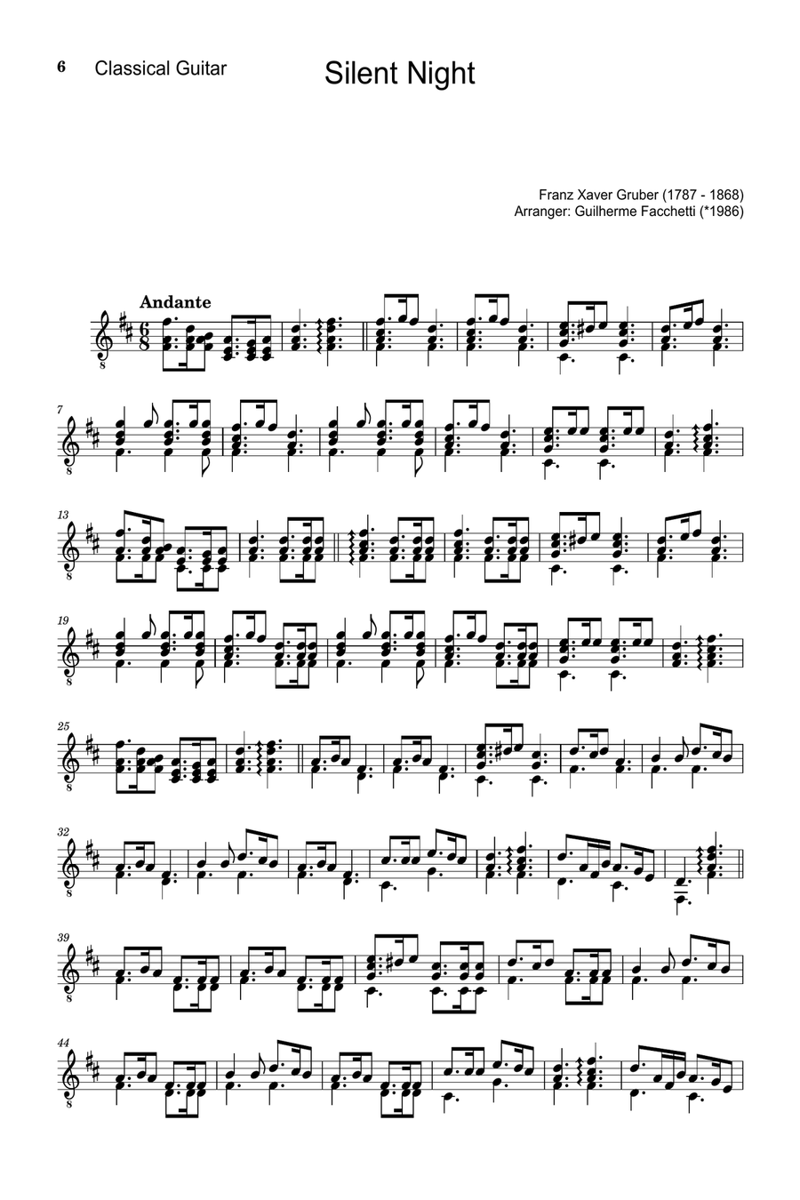 Silent Night - Arranged for Viola and Classical Guitar (Score and Parts) String Duet scores gallery preview page 6