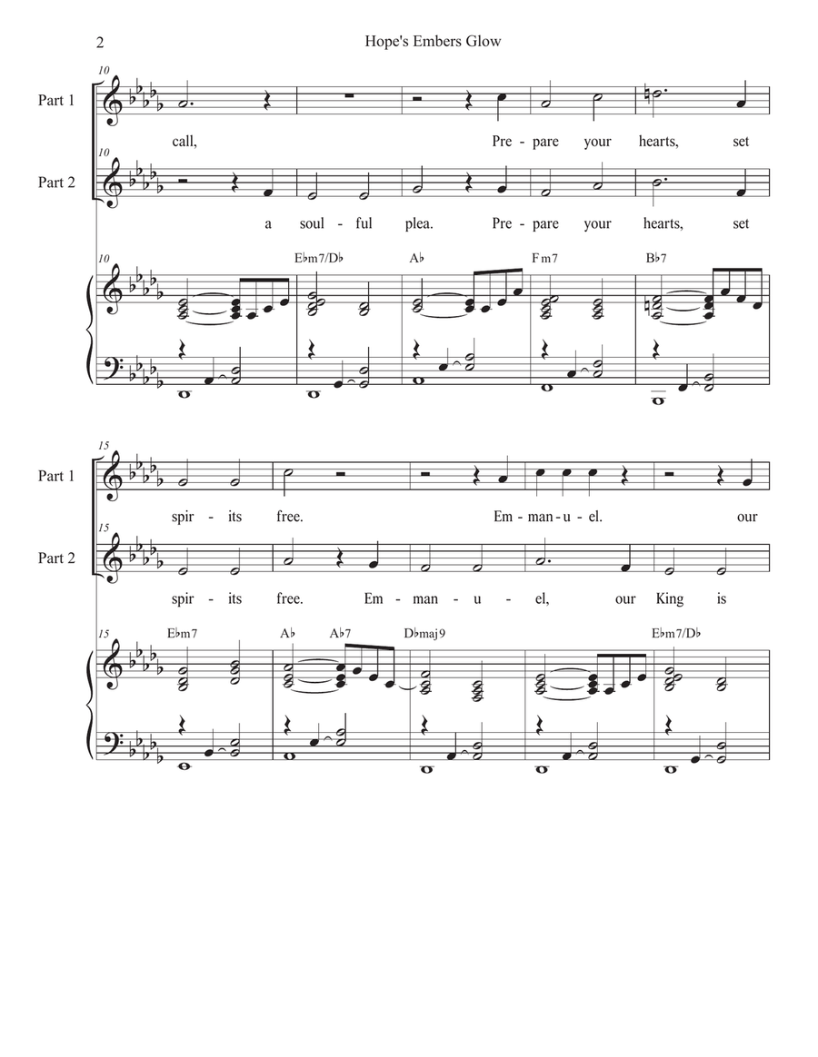 Hope's Embers Glow (2-part choir) 2-Part scores gallery preview page 2