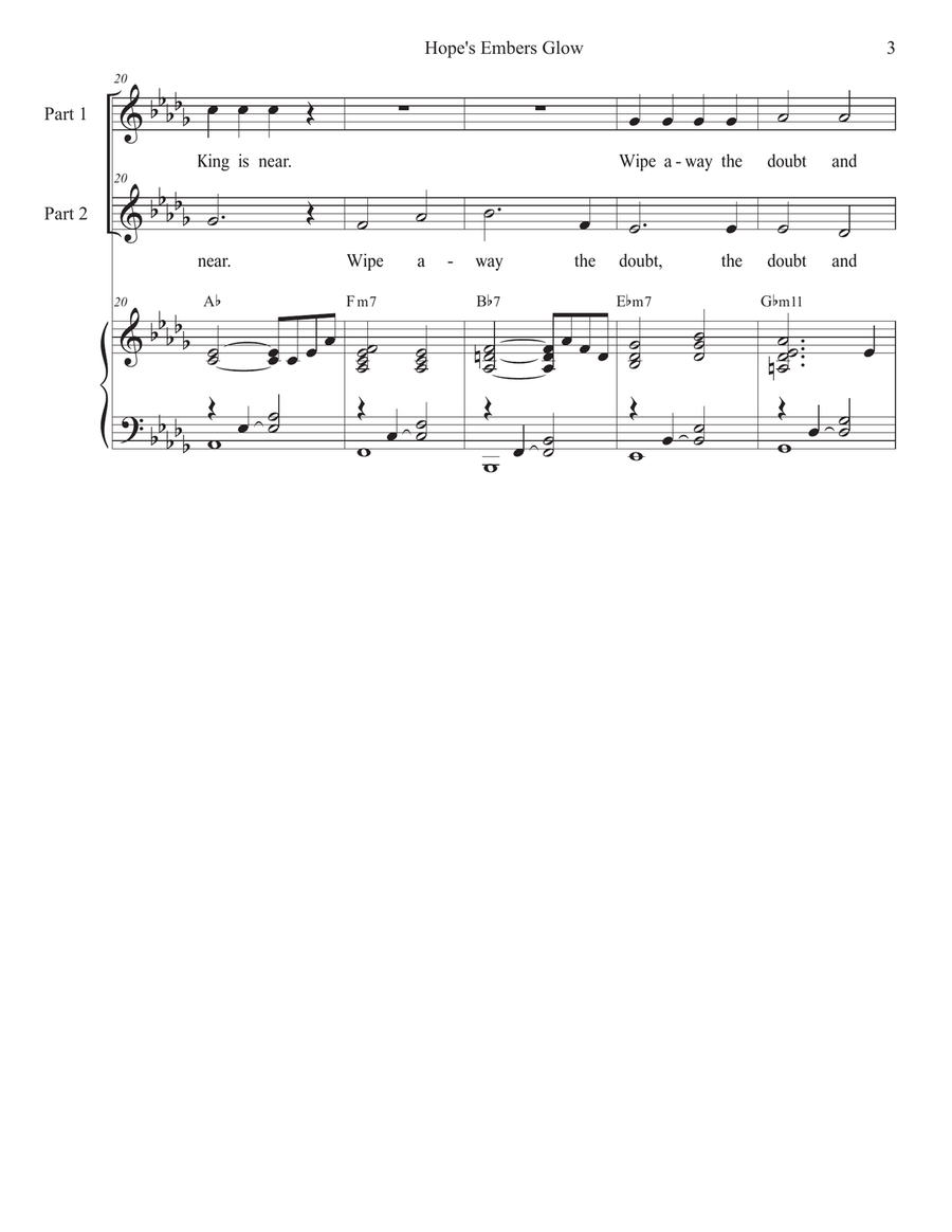 Hope's Embers Glow (2-part choir) 2-Part scores gallery preview page 3