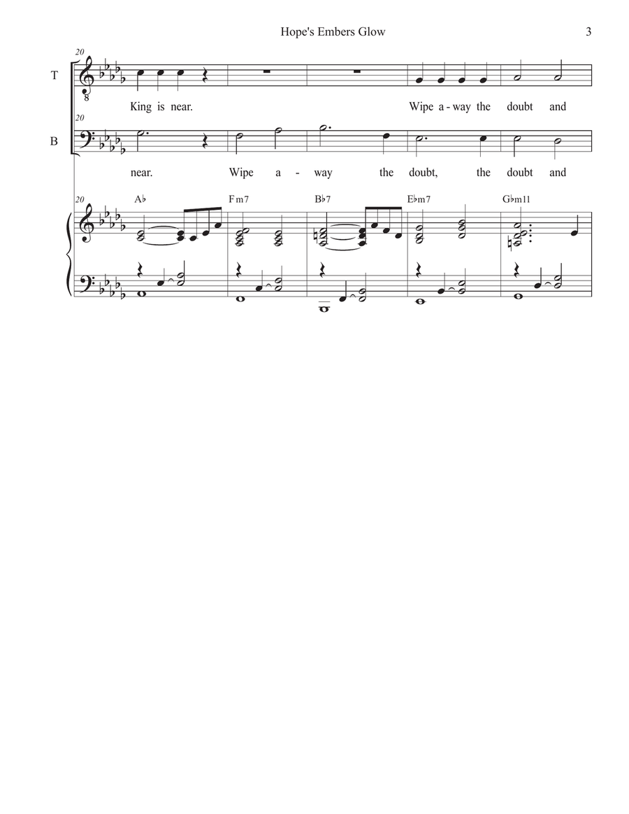 Hope's Embers Glow (2-part choir - (TB) TB scores gallery preview page 3