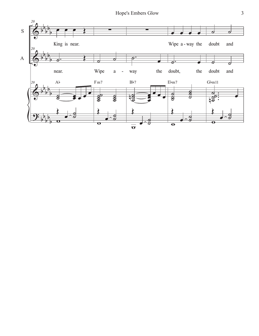 Hope's Embers Glow (Duet for Soprano and Alto solo) Alto Voice scores gallery preview page 3