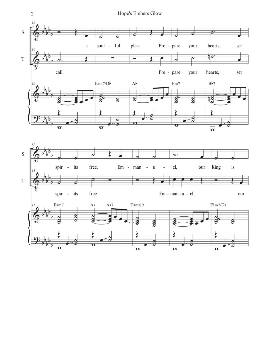 Hope's Embers Glow (Duet for Soprano and Tenor solo) Tenor Voice scores gallery preview page 2