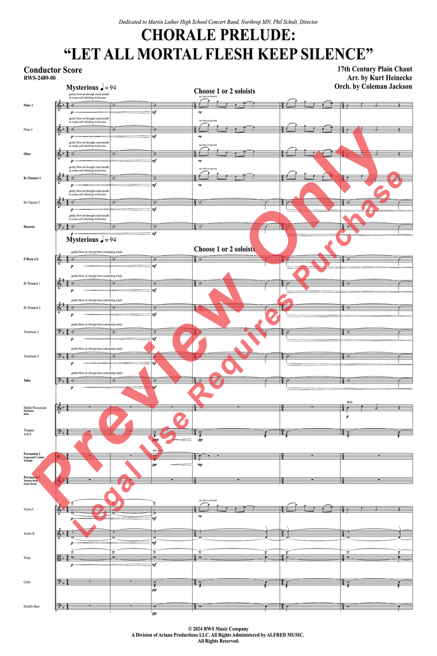 Chorale Prelude: Let All Mortal Flesh Keep Silence Concert Band scores gallery preview page 3