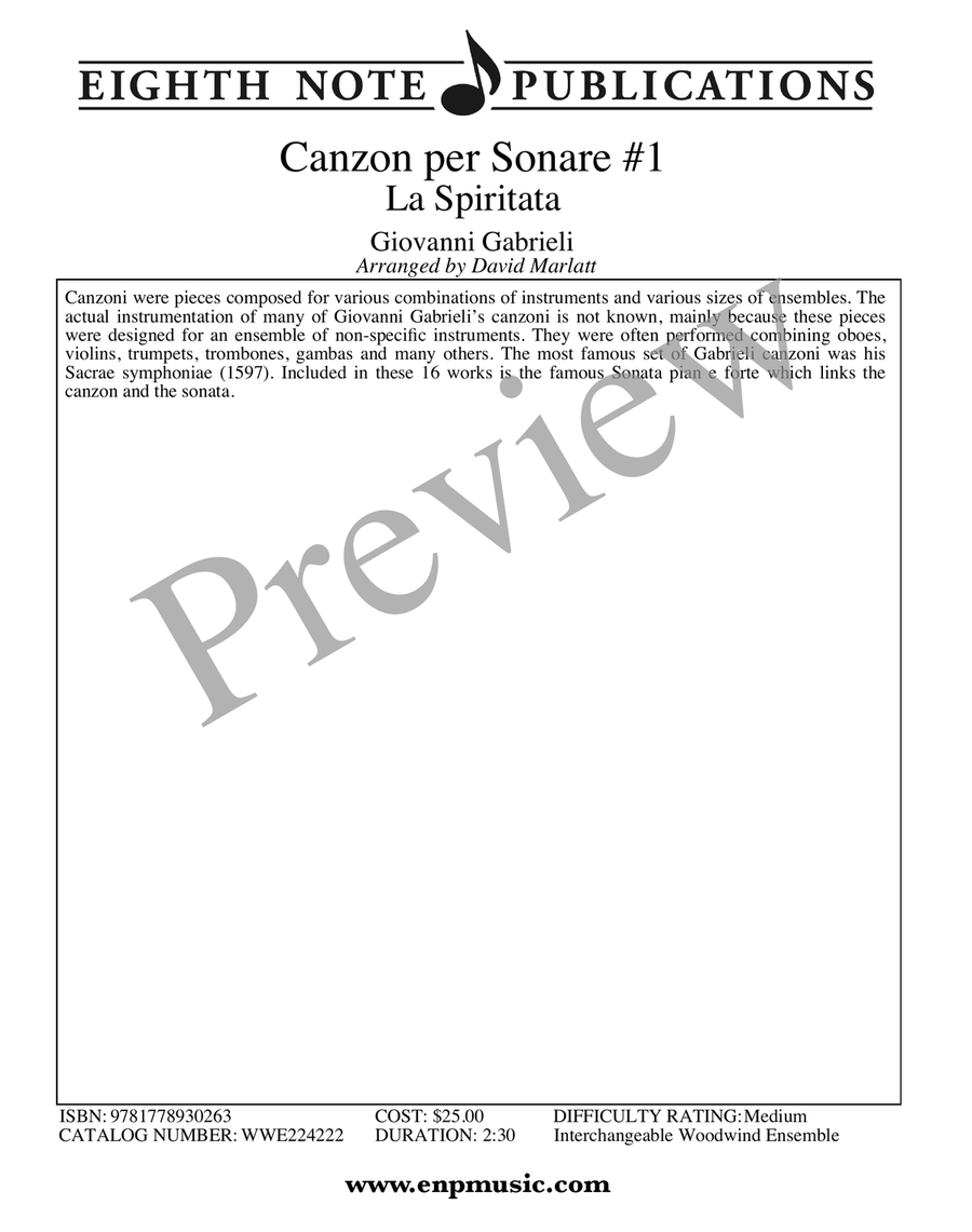Canzon per Sonare #1 Canzon per Sonare #1 Woodwind Ensemble scores gallery preview page 2