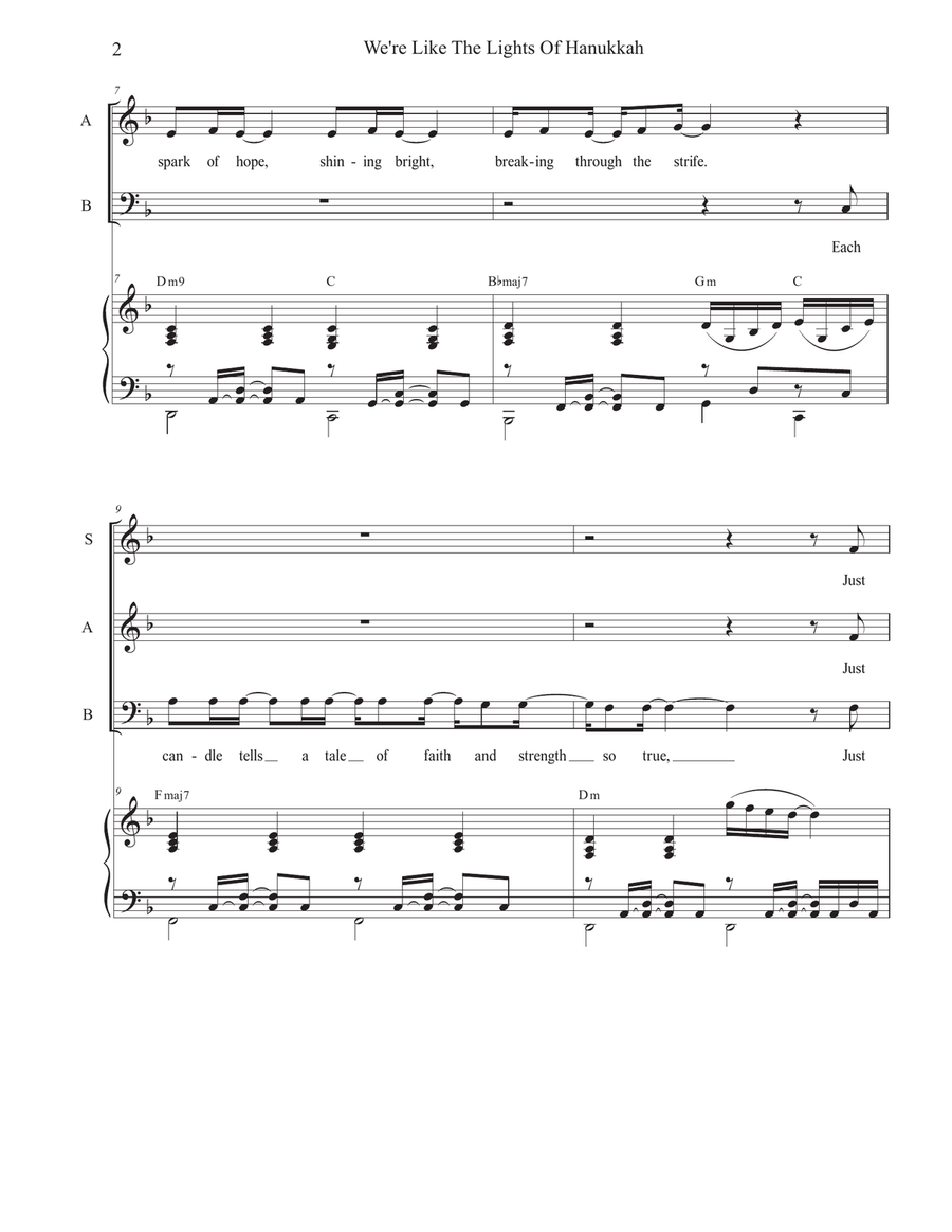 We're Like The Lights Of Hanukkah (SAB) 3-Part scores gallery preview page 2