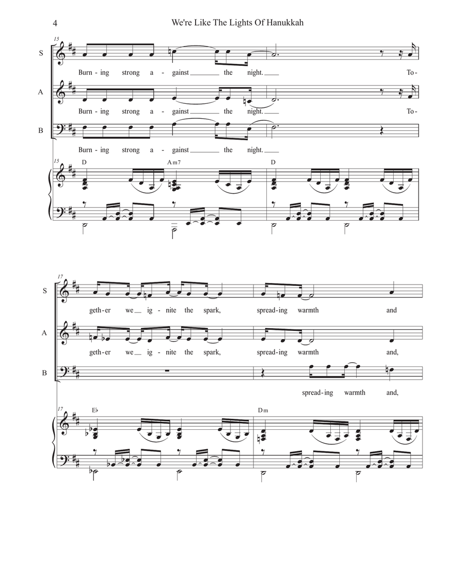 We're Like The Lights Of Hanukkah (SAB) 3-Part scores gallery preview page 4