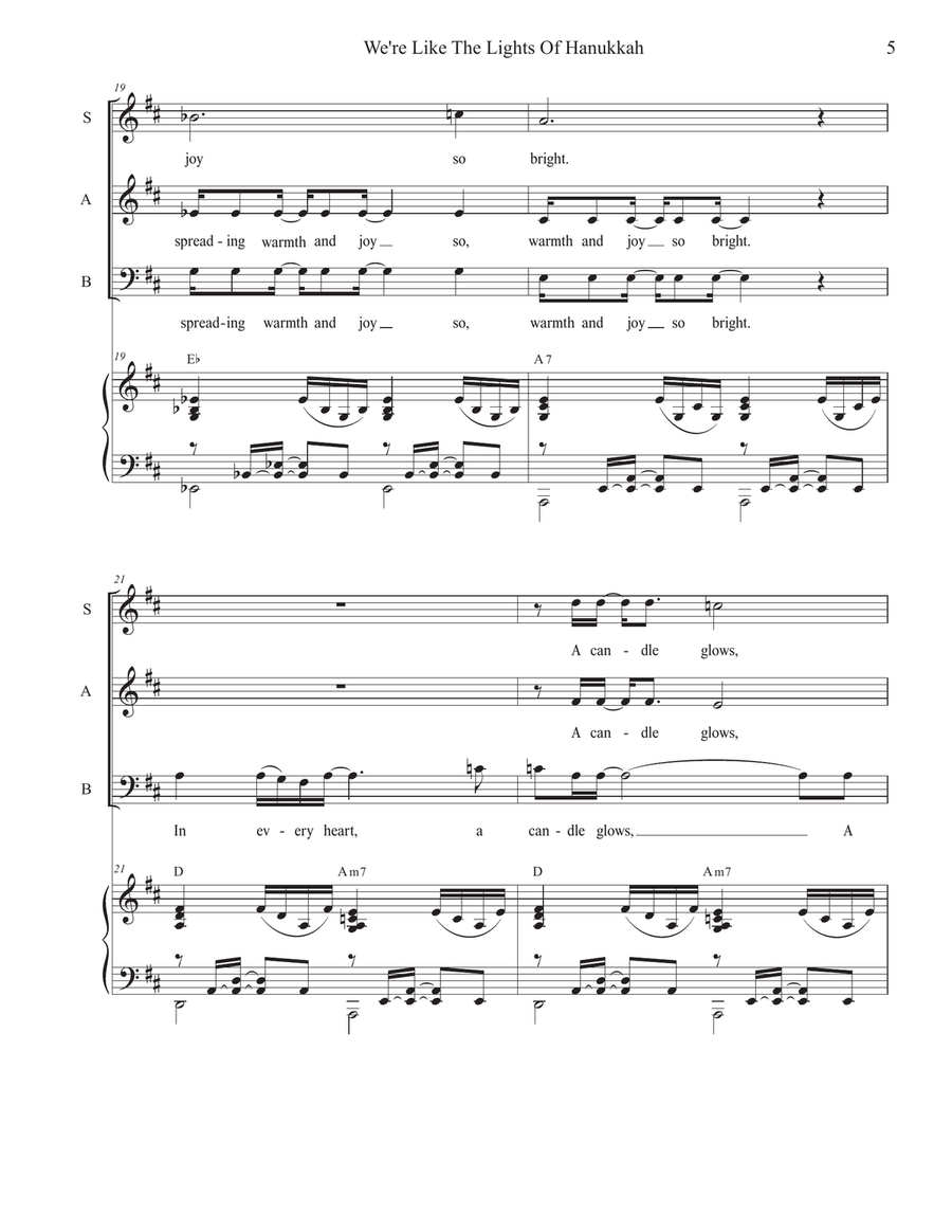 We're Like The Lights Of Hanukkah (SAB) 3-Part scores gallery preview page 5