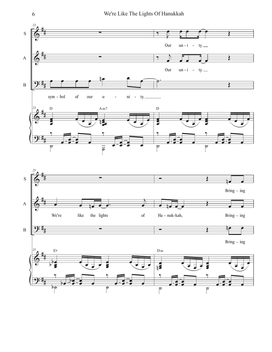 We're Like The Lights Of Hanukkah (SAB) 3-Part scores gallery preview page 6