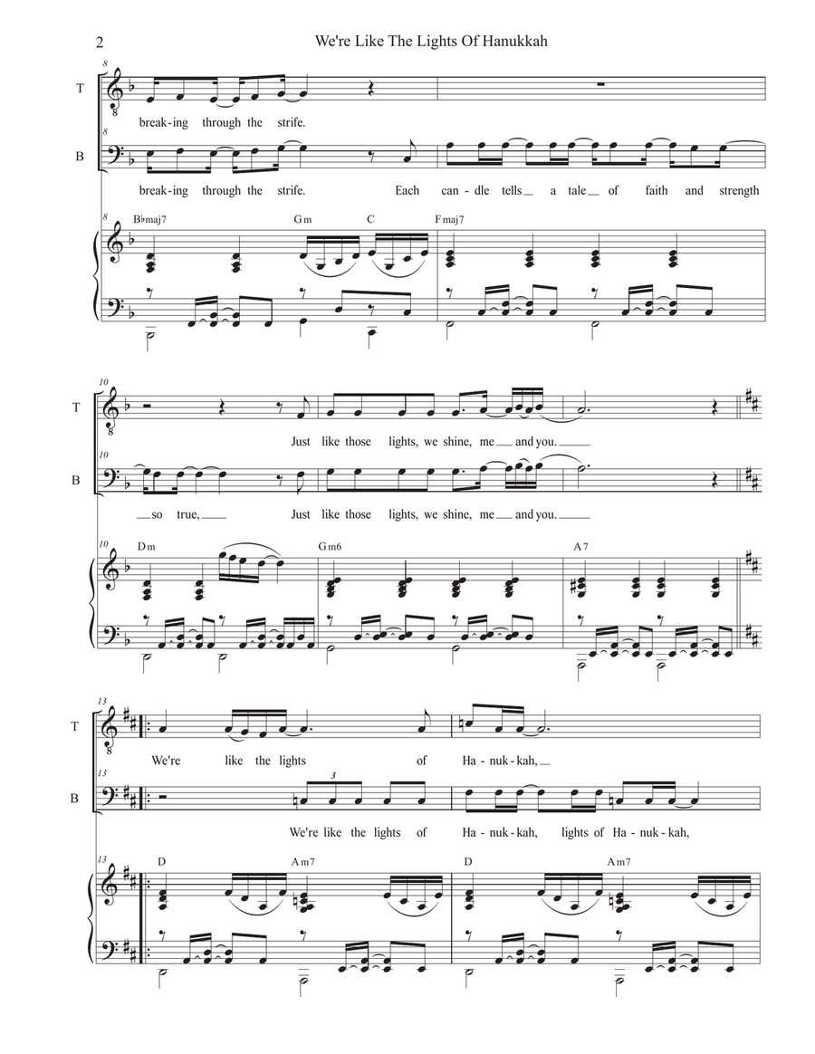 We're Like The Lights Of Hanukkah (Duet for Tenor and Bass solo) Tenor Voice scores gallery preview page 2