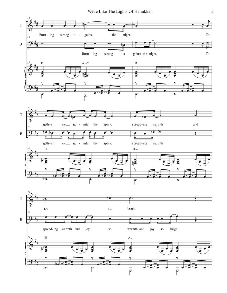 We're Like The Lights Of Hanukkah (Duet for Tenor and Bass solo) Tenor Voice scores gallery preview page 3
