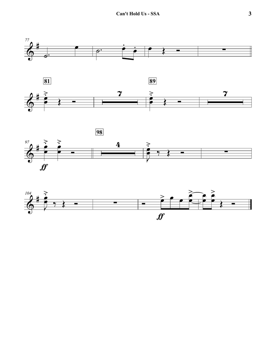 Can't Hold Us Concert Band scores gallery preview page 3