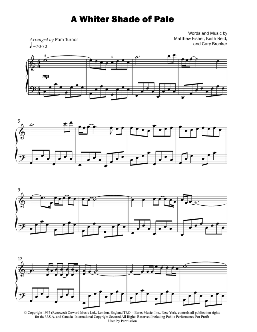 A Whiter Shade Of Pale Piano Solo scores gallery preview page 3