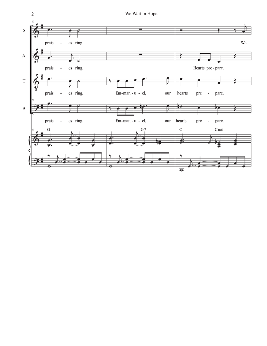 We Wait In Hope (Vocal Quartet - (SATB) 4-Part scores gallery preview page 2