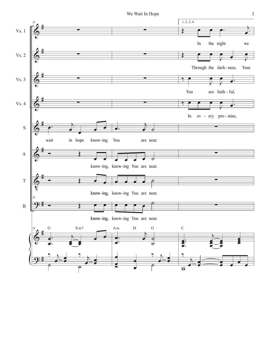 We Wait In Hope (Vocal Quartet - (SATB) 4-Part scores gallery preview page 3