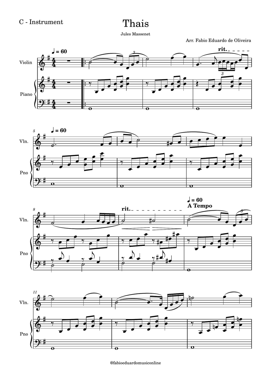 Thais (Meditation) - Free Mp3 Playback + Solo and Piano Parts Piano Accompaniment scores gallery preview page 2