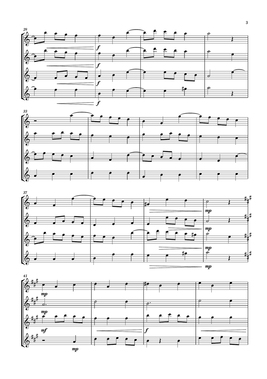 We Wish You A Merry Christmas for Soprano Sax quartet. Score and parts included. Saxophone Quartet scores gallery preview page 3