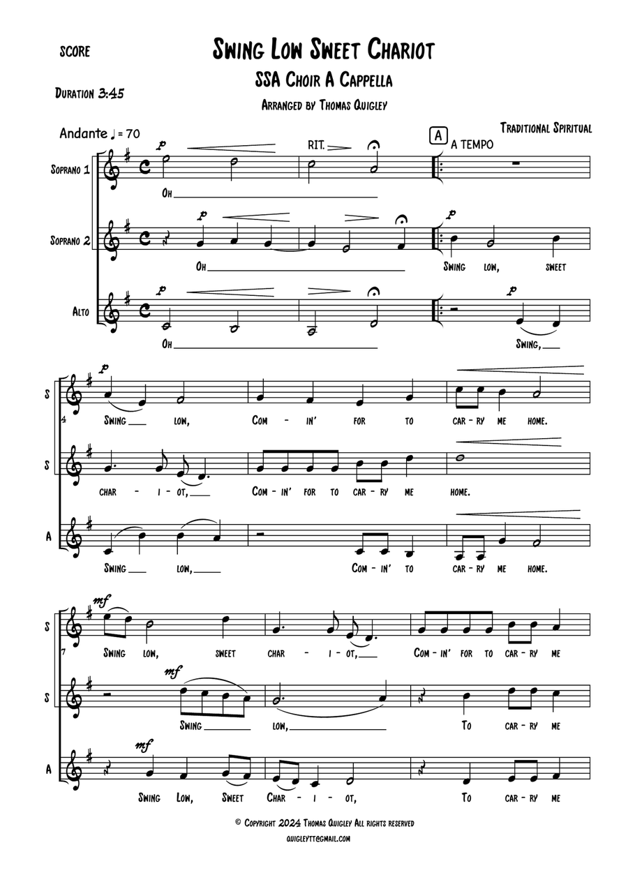 Swing Low, Sweet Chariot Swing Low, Sweet Chariot SSA scores gallery preview page 2