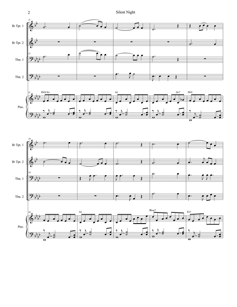 'Twas The Eve Of Christ's Birth (Brass Quartet and Piano - Alternate Version) Brass Quartet scores gallery preview page 4