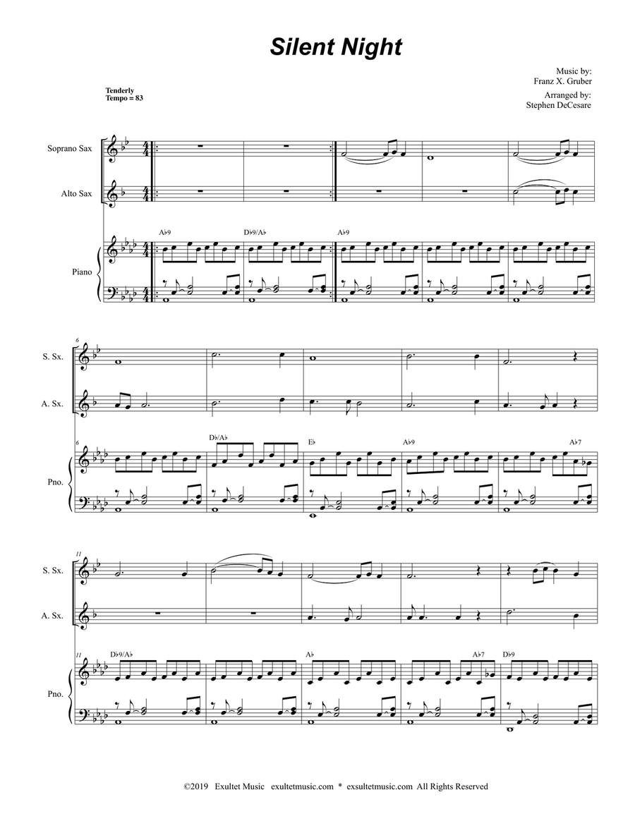 'Twas The Eve Of Christ's Birth (Duet for Soprano and Alto Saxophone) Woodwind Duet scores gallery preview page 3