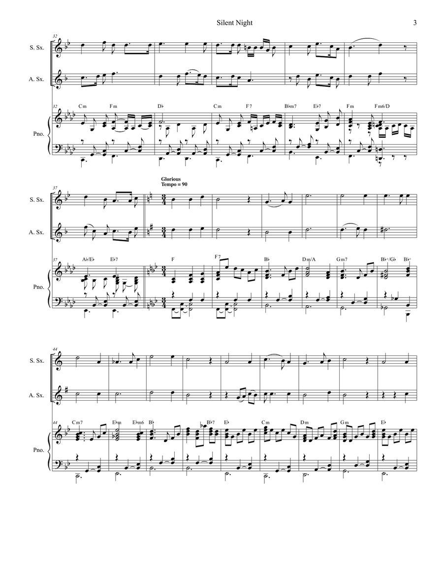 'Twas The Eve Of Christ's Birth (Duet for Soprano and Alto Saxophone) Woodwind Duet scores gallery preview page 5