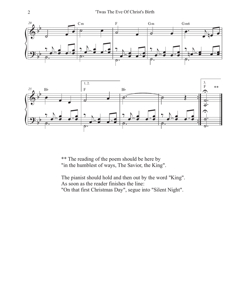 'Twas The Eve Of Christ's Birth (String Quartet and Piano) String Quartet scores gallery preview page 2