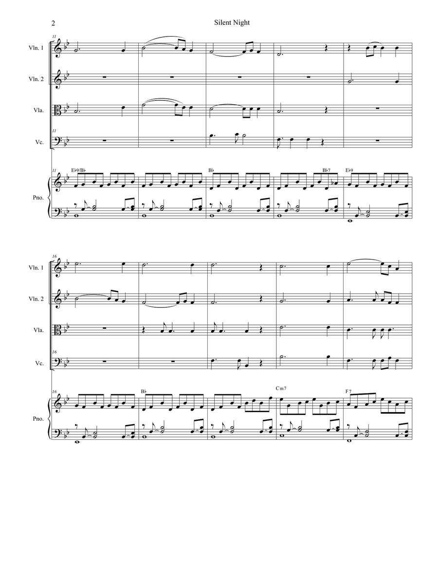 'Twas The Eve Of Christ's Birth (String Quartet and Piano) String Quartet scores gallery preview page 4