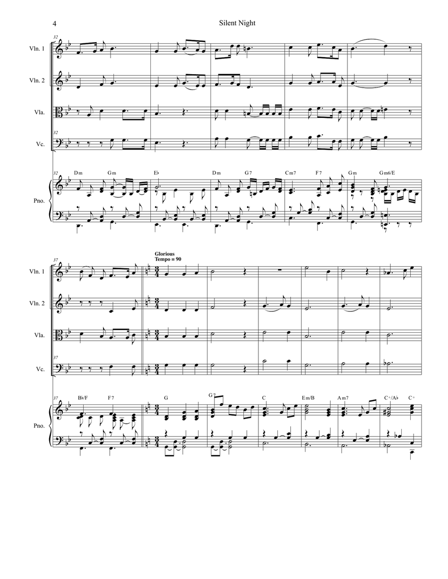'Twas The Eve Of Christ's Birth (String Quartet and Piano) String Quartet scores gallery preview page 6